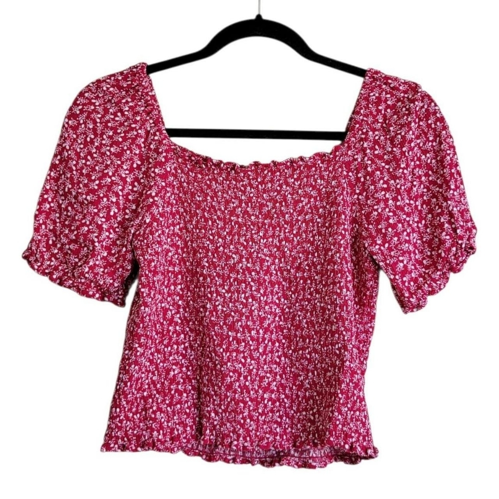 Pink Floral Puff Sleeve Top